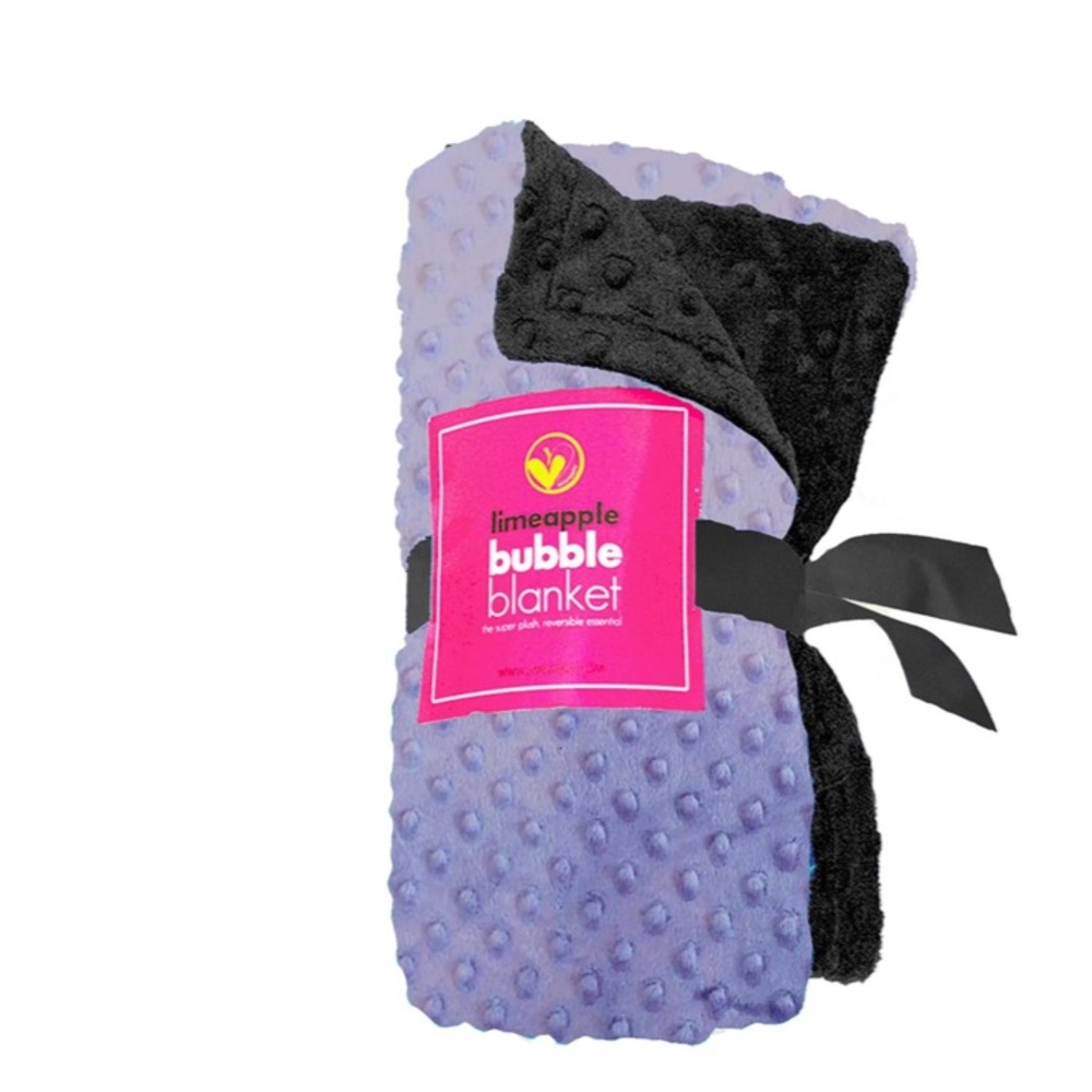 LIMEAPPLE Minky Bubble Blanket in Periwinkle and Black NWT